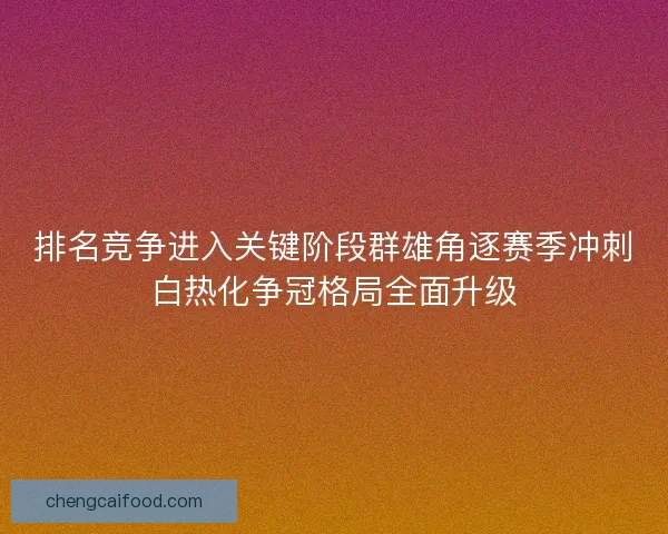 排名竞争进入关键阶段群雄角逐赛季冲刺白热化争冠格局全面升级
