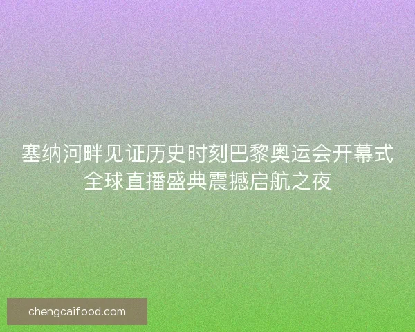 塞纳河畔见证历史时刻巴黎奥运会开幕式全球直播盛典震撼启航之夜